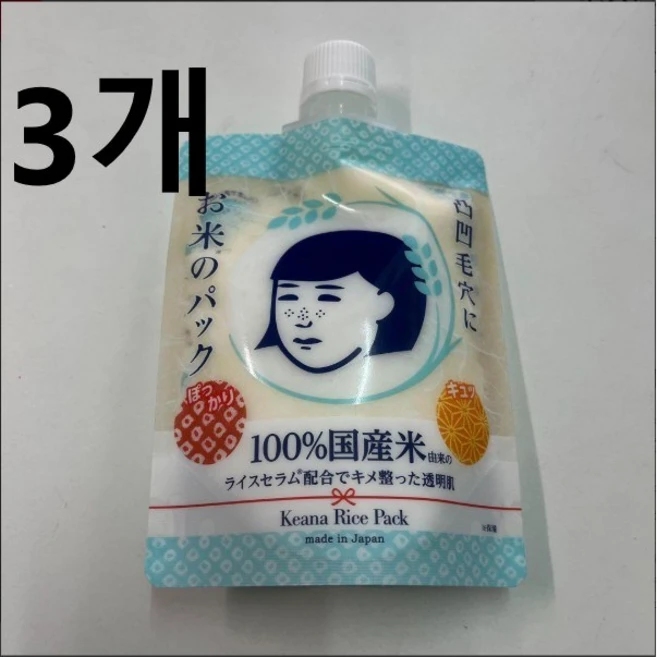 일본 정품 직배송 모공 패랭이꽃 쌀 팩 단품 170g, 1개, 3개입 - 쿠팡