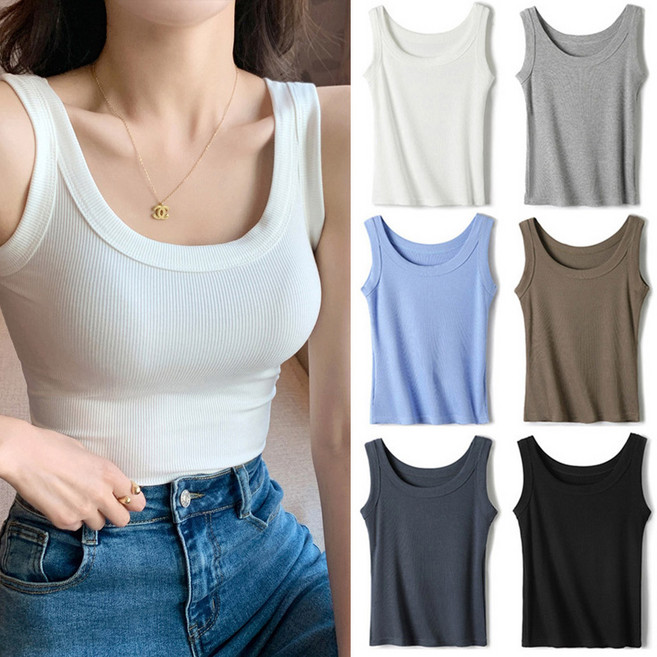 스토리원 여성 1+1 U넥 베이직 민소매 나시 부유방 커버 WM-SSWT018