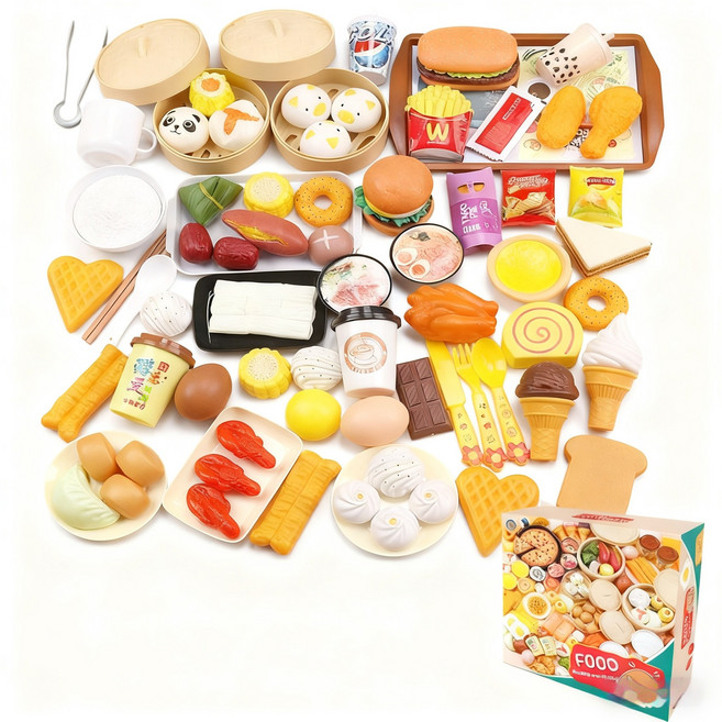 ANYOU 중식 주방 장난감 바베큐 버거 피자 소꿉장난감 세트, 중식 완구 세트, 1개