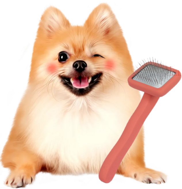 엑스테일 엉킨털 강아지 브러시 빗 미니하드슬리커, 1개, 오렌지