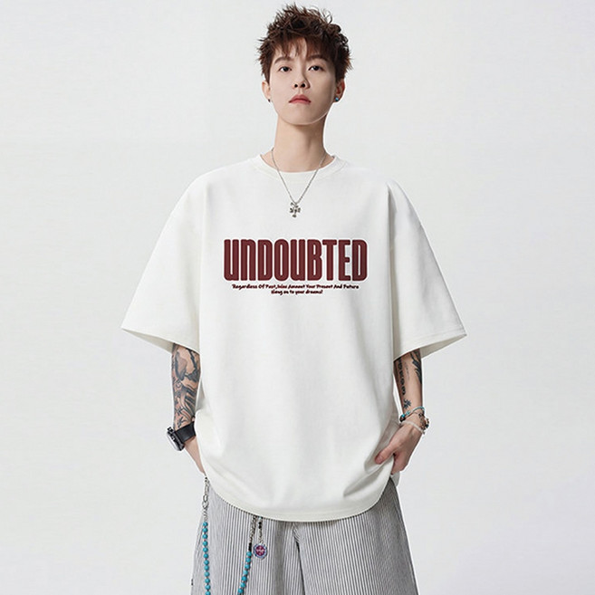 훌룰루 남성 프린팅 반팔티 오버핏 레터링 그래픽 박스티 순면 DT3325