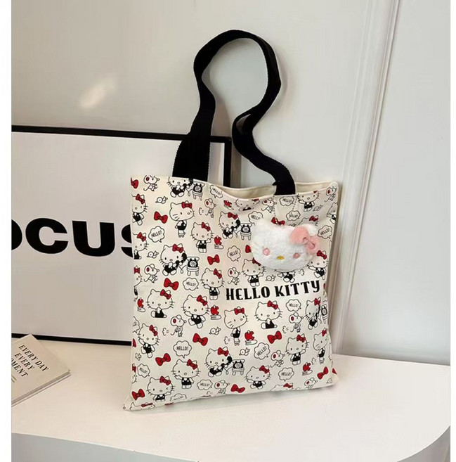 산리오 헬로키티 에코백 휴대용 캐릭터 숄더백 데일리 가방 장바구니