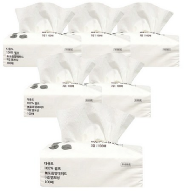 브론디 다용도 3겹 천연펄프 키친타올, 100매, 6개