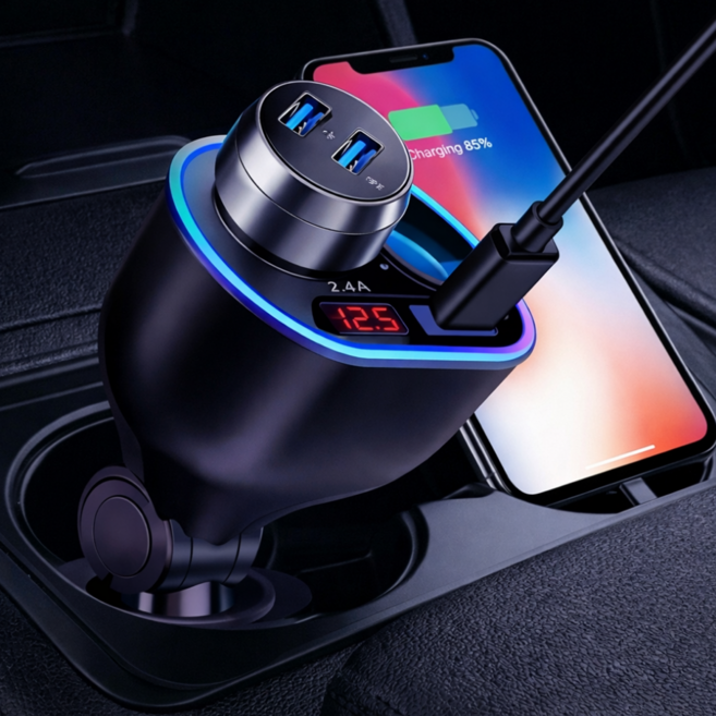 세븐케이 차량용 USB 멀티 포트 초고속 충전 시거잭, 블랙, USB 듀얼포트 초고속 충전