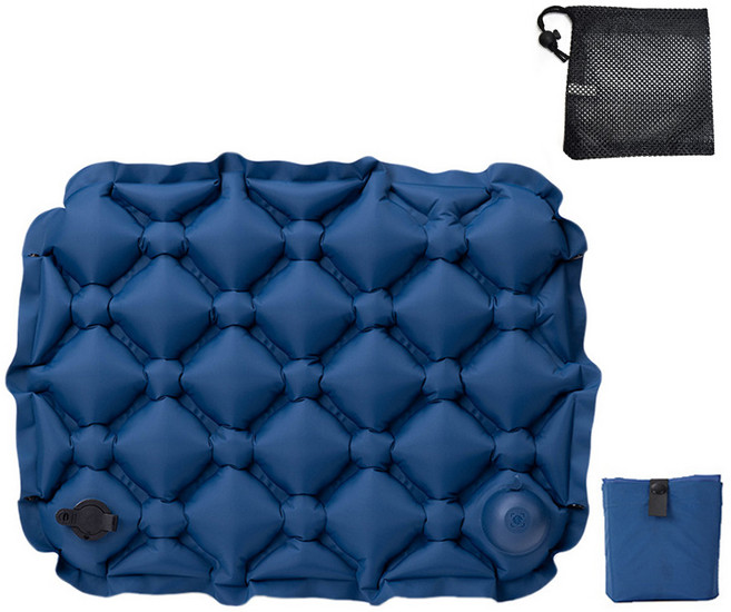 유니티23 휴대용 에어방석 펌프형 비행기 여행 필수품 캠핑, 블루