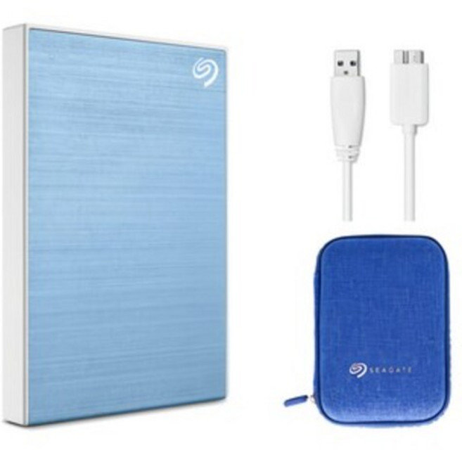 씨게이트 One Touch HDD 데이터복구 외장하드+파우치+암호화 기능+USB케이블, 라이트블루, 1TB