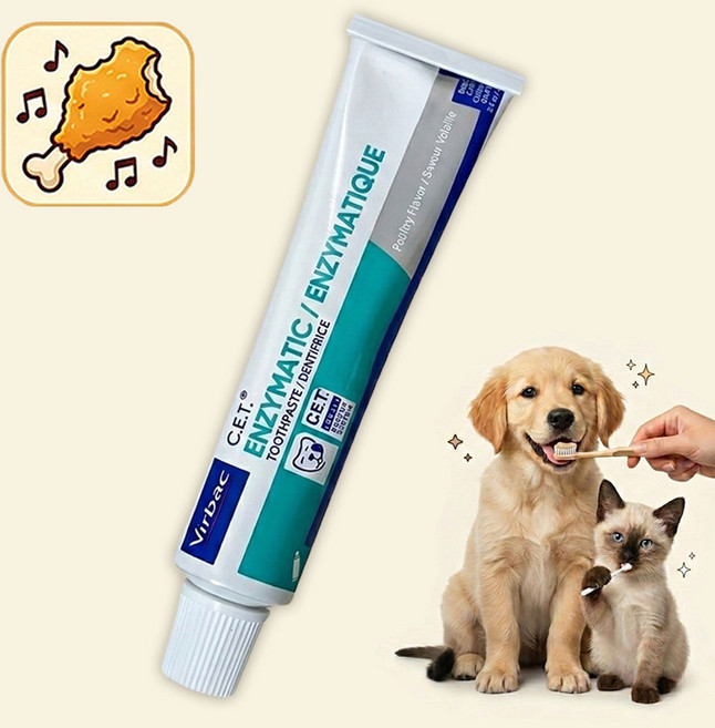 버박 CET 이중효소 강아지 고양이 치약 닭고기맛, 1개, 70ml