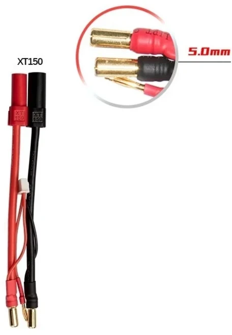 5MM 총알 2S 7.6v Lipo 배터리 충전 와이어 외부 케이블 7.4v 밸런스 헤드 Deans T/ XT60/EC5/XT90/TRX 자, 02 XT150