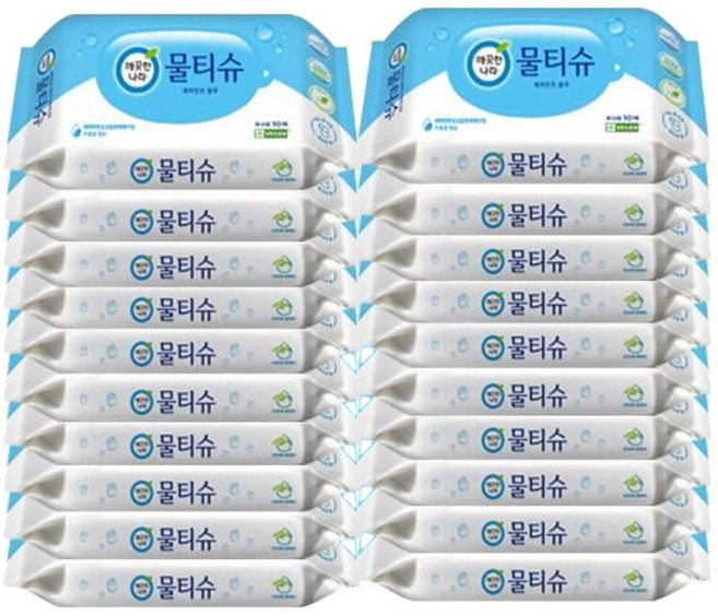 깨끗한나라 페퍼민트 휴대용 10매 20팩 (200매) 물티슈, 20개