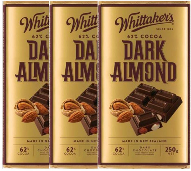 [휘태커스] 다크 아몬드 초콜렛 블럭 250g X 3개 묶음, 1개