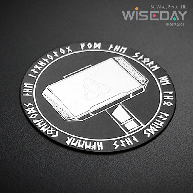 [주6일발송] 핸드폰 자석 거치대 철판 메탈 플레이트 원형철판 디자인철판, 1개, 영웅_묠니르