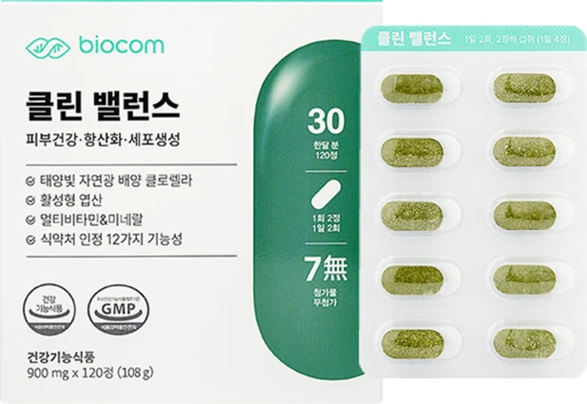 클린밸런스 피부 면역력 영양제 주름개선 이너뷰티 클로렐라 활성엽산 항산화, 120정, 1개 - 쿠팡