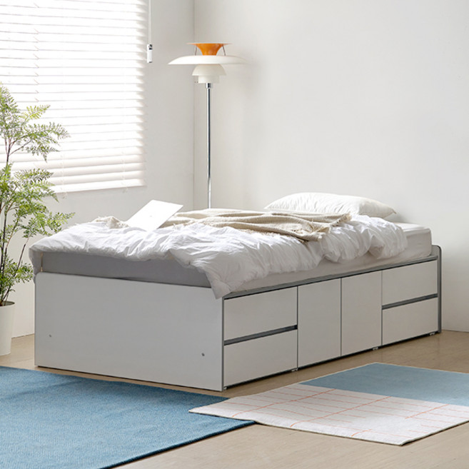 알파침대 프린 무헤드 2단 수납 침대프레임 방문설치, 화이트