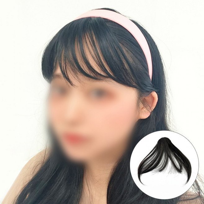 여신 앞머리 가발 여우가발 고데기 붙임머리(), 내추럴블랙, 1개