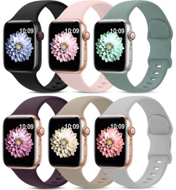 Apple Watch 밴드와 호환되는 6팩 스포츠 밴드 38mm 40mm 41mm 42mm 44mm 45mm 49mm 46mm iWatch Apple Watch 시리즈 11 1, Black/Pink Sand/Stone/Gray/Cac, 38mm/40mm/41mm/42mm(series 11