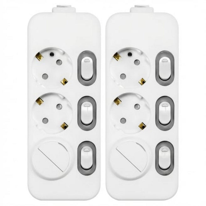 써지오 스위치 개별 멀티탭 3구 + 안전커버 DH-2039-RT, 1COLOR deep mixed color, 2개, 1m