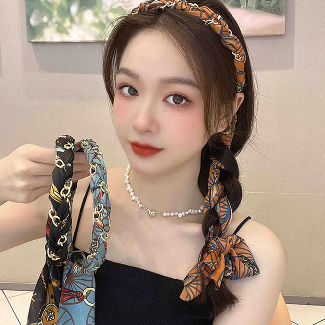 미하루 땋은머리 머리띠 스카프 헤어밴드