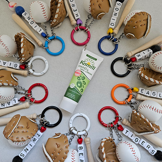 야구 키링 핸드크림 카밀 커스텀 이니셜 만들기 야구공 백참 응원 악세사리 제작, 1세트, EAGLES