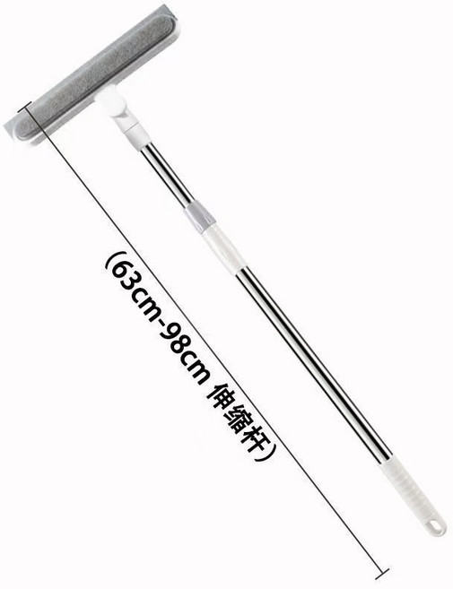 DIU 雙面擦玻璃神器家用衛生間檯面鏡子硅膠刮水器刮刀清潔工具擦窗器, 白色伸縮杆:如圖, 1個