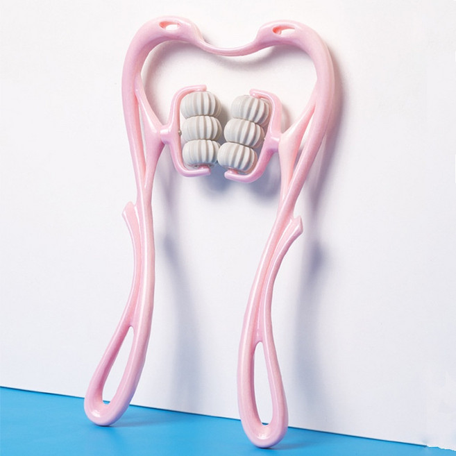 多功能六輪滾動按摩夾 肩頸按摩儀 頸部揉捏按摩器, 加厚款-粉色