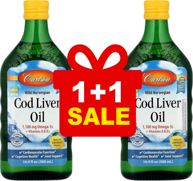 칼슨 노르웨이산 야생 대구 간유 레몬 맛 500ml, 2개 - 쿠팡