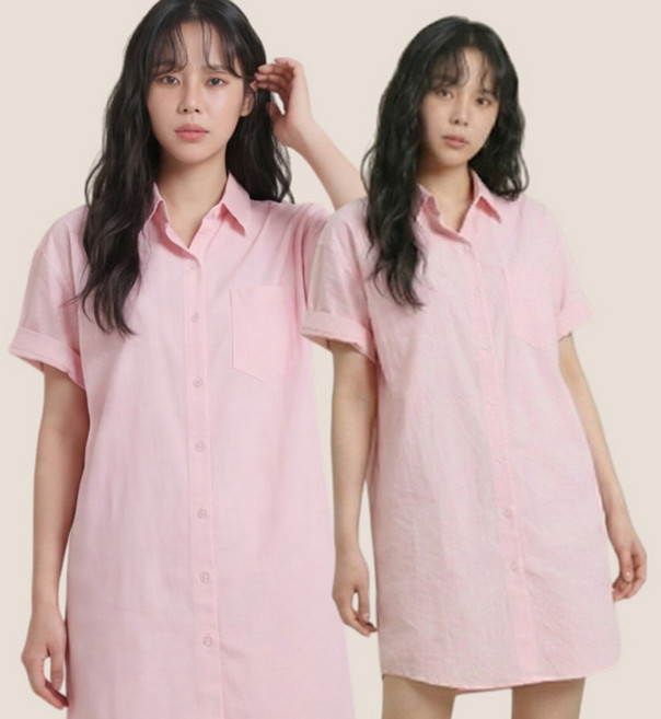 드마엘 여성 플로 코튼 반팔 롱셔츠 (1color) + 델로나