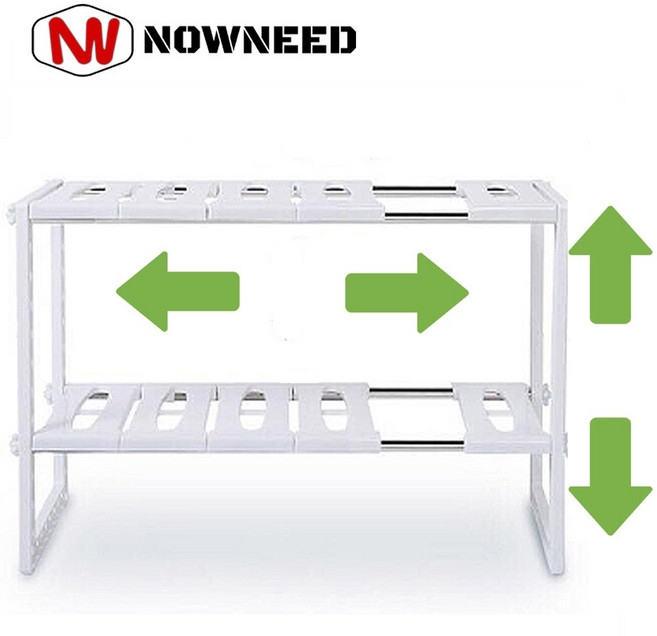 [나우니드] 다목적 멀티2단 정리선반 높이 길이 조절 정리선반, 1개
