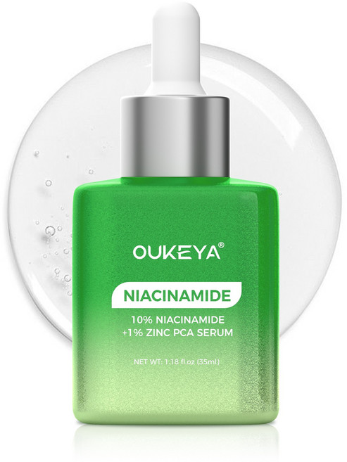 OUKEYA 10% 나이아신아마이드 + 1% 징크 세럼 오일 컨트롤 모공 개선 솔루션, 1개, 35ml