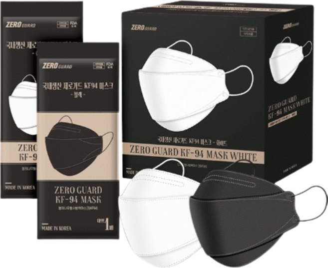 황사방역용 KF94 개별포장 제로가드 일회용 마스크 국산 대형 100매, 화이트, 1개