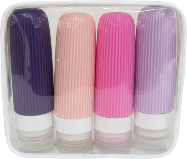 플립잇 여행용 실리콘 공병 기내용 튜브 용기 세트 4P 90ml, 4개, 퍼플 세트