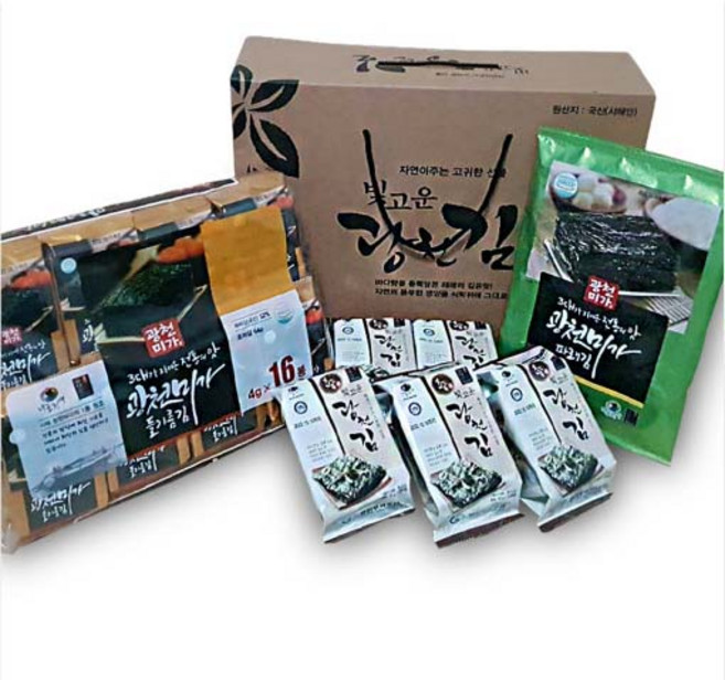 광천김 광천미가 빚고운 22봉 패키지 도시락김 외 선물포장 박스, 4g