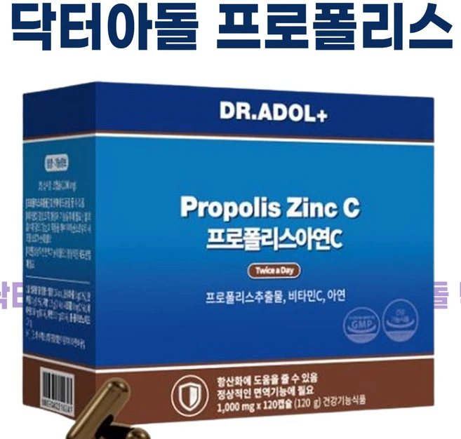닥터아돌 프로폴리스 아연C 아연 함유 건조I효모 아연 함유 I 호주산 프로I폴리스와 인도산 인디안구스베리 비타민C, 120정, 1박스 - 쿠팡