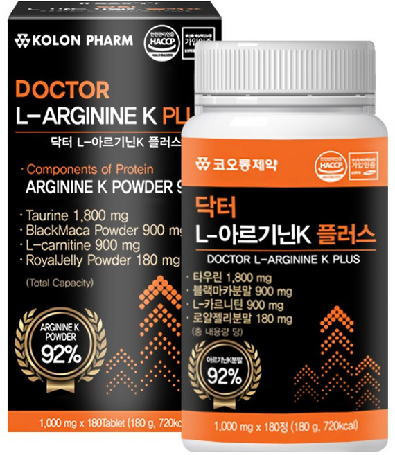 코오롱제약 닥터 L 아르기닌 1000mg, 180정, 1개
