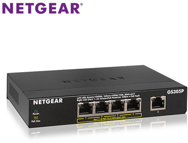 넷기어 GS305P 기가비트 PoE+ 스위치허브 5포트 총55.5W 이더넷 스위치, 1개