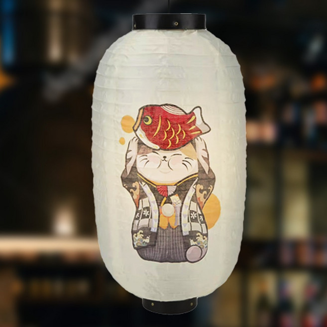 이자카야 홍등 방수 조명 일본 한지 갓등 스시 라멘 캠핑 등, 고양이