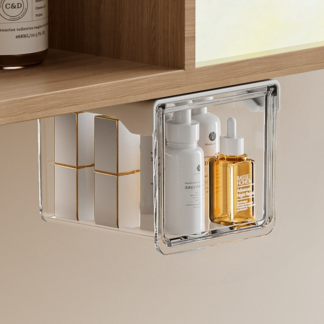 리우 무타공 슬라이딩 히든 서랍 수납 정리함, 1개, 투명 S