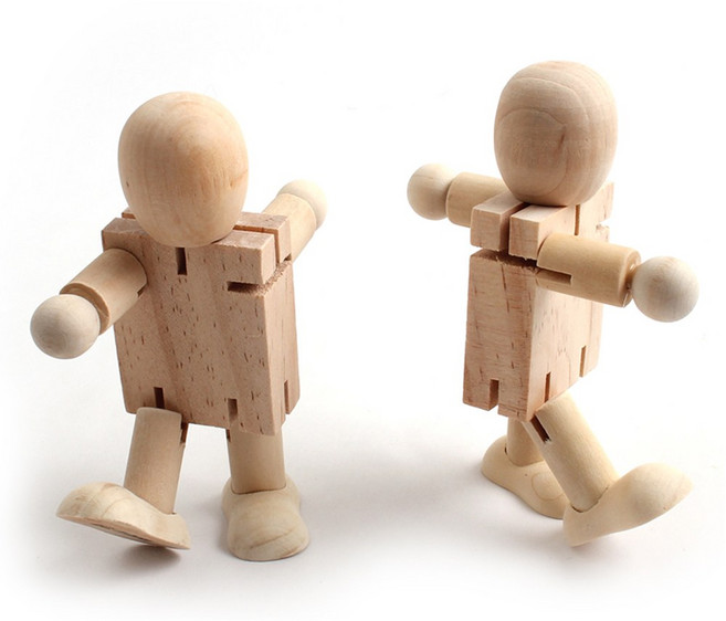 [아이디몬] 원목 무브 인형 움직이는 관절 나무인형, 1개