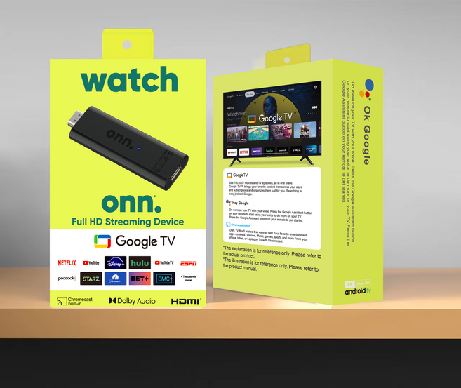 안드로이드 TV 셋톱박스 OTT 전용 구글 크롬캐스트 대체 4K UHD 지원 WIFI 블루투스 무선미러링 android tv box, 1개, onn Stick(2GB+16GB)