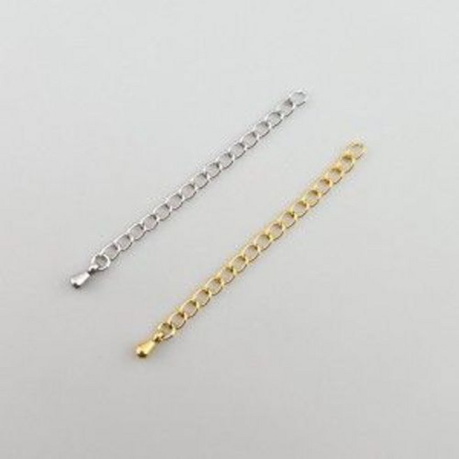 비즈팡 [S1-7-653] 써지컬스틸 부자재 꼬리체인 160SB 5cm+통통물방울택