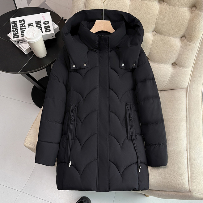 POMTOR 여성용 롱패딩 겨울 탈부착후드 두꺼운 따뜻한 롱기장 보온 아우터