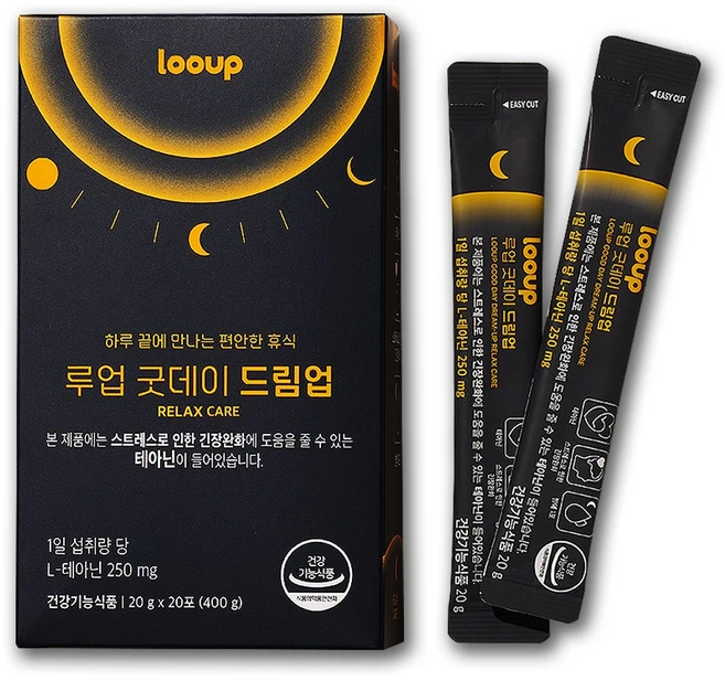 루업 굿데이 드림업 액상 테아닌 스트레스 긴장완화 (부원료 흑하랑상추 피스타치오추출분말 타트체리 감태 가바 아연 마그네슘) 3box(60포), 60개, 20g - 쿠팡