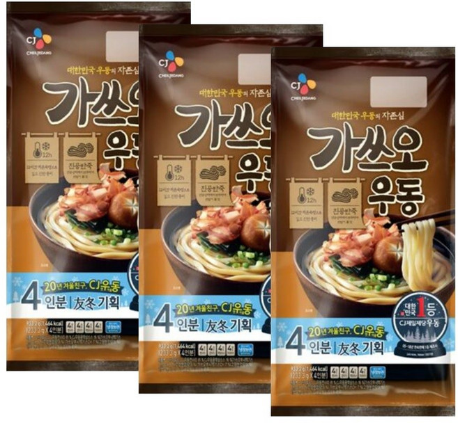 CJ제일제당 가쓰오우동 4인분 933g, 933.2g, 3개