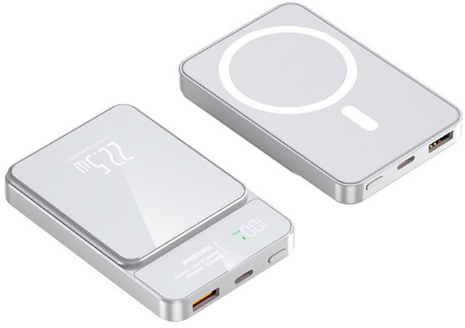 20000mAh MagSafe 行動電源 無線磁吸 PD快充, 白色【22.5W有線充+15W無線充】, 白色, W019