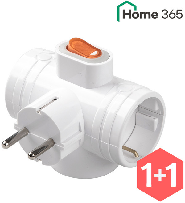 1+1 홈365 멀티탭 국산 T자형 멀티탭 3구 멀티탭 16A, 2개, 0cm, T자형 3구 스위치형