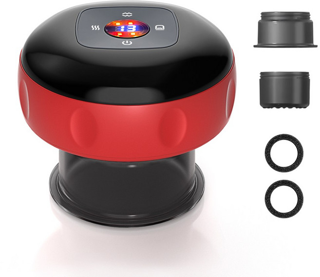 LOMESO 괄사 마사지기 스마트 괄사기 전동 무선 전신 온열 셀프마사지기, 레드, 1개