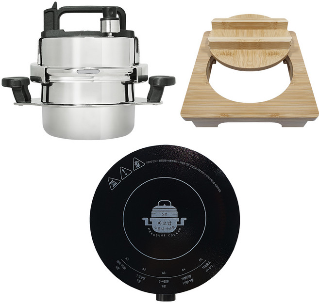 [홈쇼핑 원조] 솥밥대왕 5분 바로밥 누룽지 가마솥 + 전용 인덕션 구성 원터치 전문솥밥 304스텐, 솥밥대왕 3-4인용+슬림인덕션, 1개