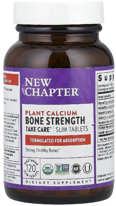 뉴챕터 플랜트 칼슘 본 스트렝스 Bone Strength Take Care 정제 120정, 1개 - 쿠팡