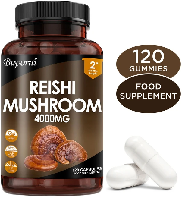 영지버섯 캡슐 - 고강도 4000mg 버섯 보충제 - 120정 (비건), 2개 - 쿠팡