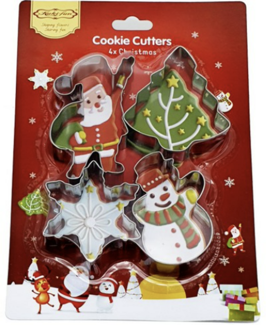 크리스마스 스텐 쿠키 커터 4종, silver, 10세트