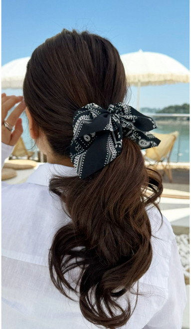 국내제작 단아한 페이즐리 리본 곱창 머리끈 곱창밴드 헤어슈슈